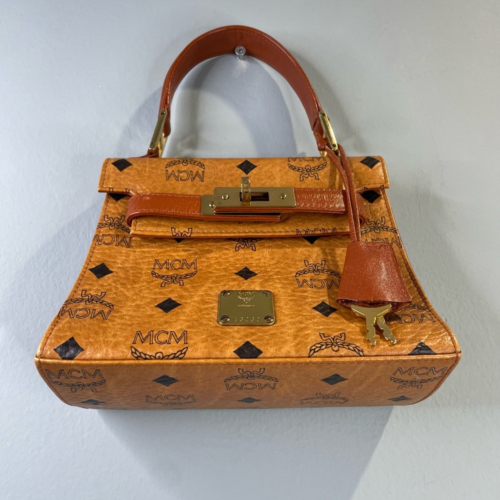 MCM mini Cognac Visetos Top Handle Bag - Picture 3 of 12